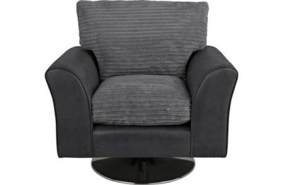 HOME New Bailey Jumbo Cord Swivel Chair - Charcoal